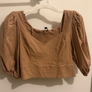 Express Brown Puff Sleeve Blouse